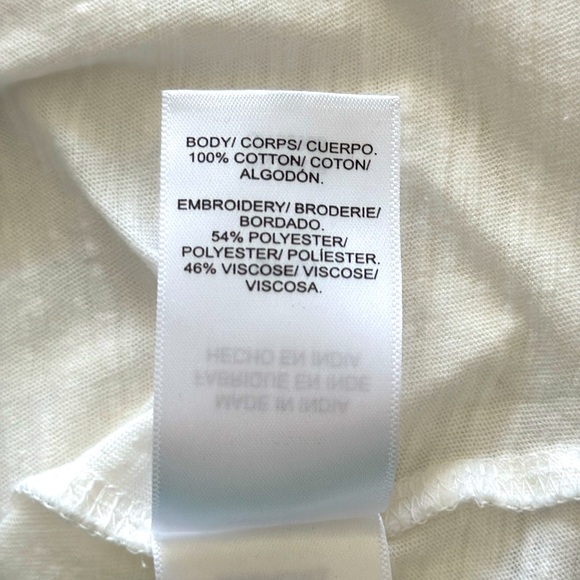 NWT Lucky Brand Short Sleeve White/Gold Embroidered Top Shirt Size Small - Picture 6 of 6